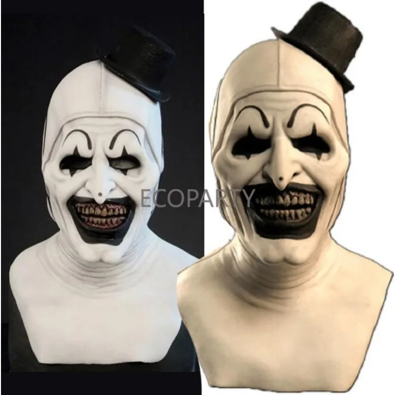 Máscara de Bloody Terrifier para Cosplay, Terrorífica, de Demonio, Malvada, de Joker, Sombrero de Látex, Casco, Accesorios de Disfraz para Fiesta de Halloween, Máscara de Halloween