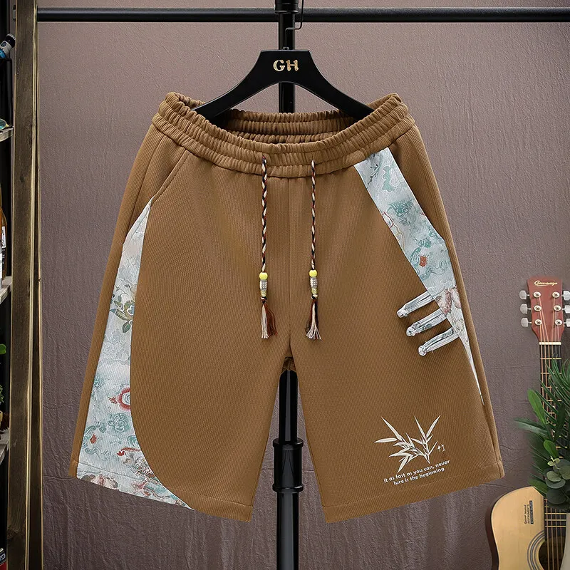 

Лето 2025 г., модные летние шорты с вышивкой, мужские уличные шорты в стиле хип-хоп, прямые короткие брюки, повседневные спортивные брюки с пятью точками, мужские