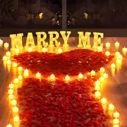 3031PCS Marry Me Light up Letters Set Will You Marry Me Sign Rose Petals LED Candles for Proposal Engagement Wedding Decor