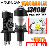 2PC H4 Bi LED Projector Lens Auto Headlight Bulb 8570 CSP Canbus Auto Motorcycle Turbo Lamps Dual High Low Beam 12V Plug&Play