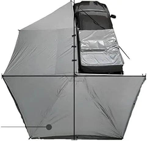 Nomadic Awning 270 - Dark Gray with Black Travel Cover - Driverside