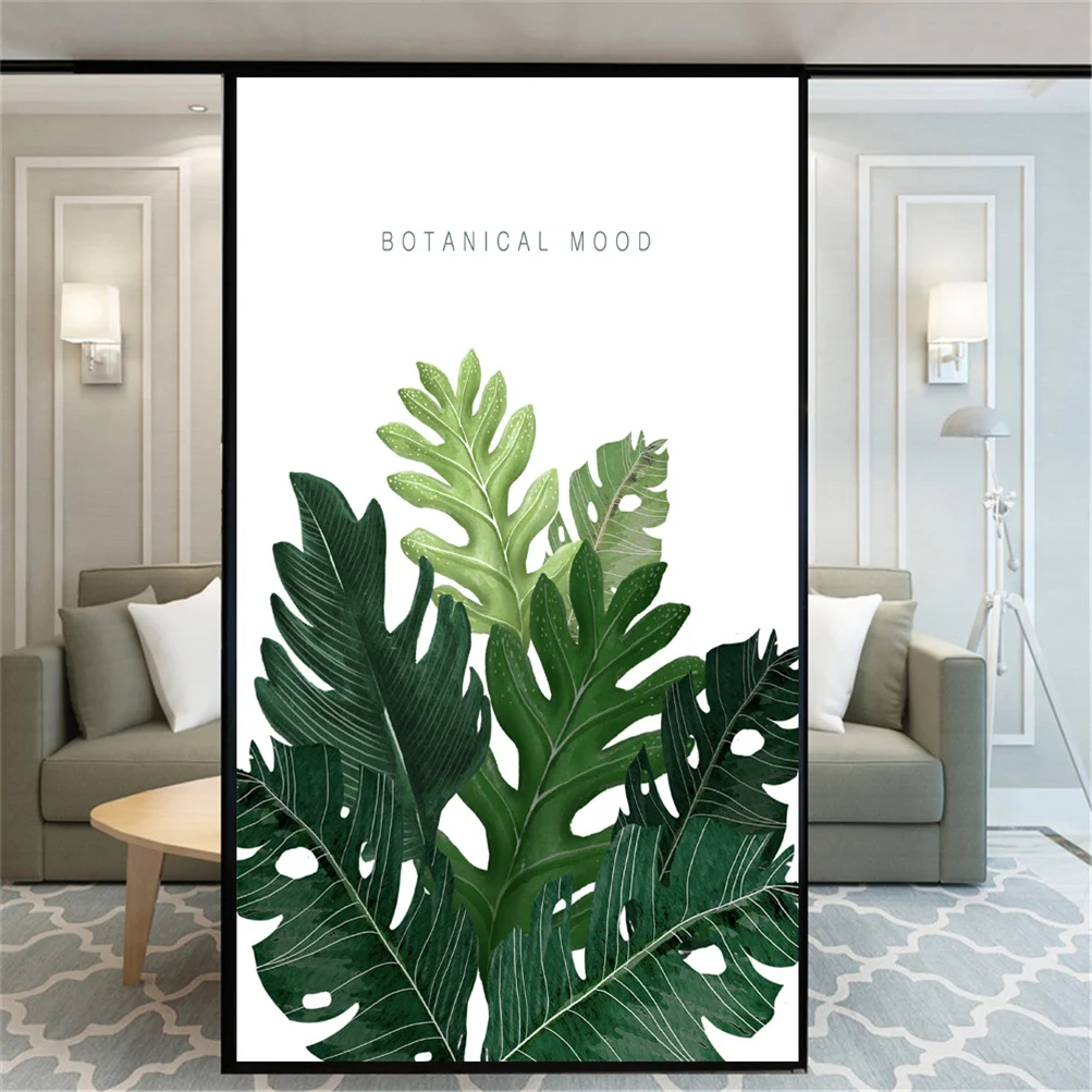 

Privacy Windows Film Decorative Plant Pattern 66 Stained Glass Window Stickers No Glue Static Cling Frosted Window Cling