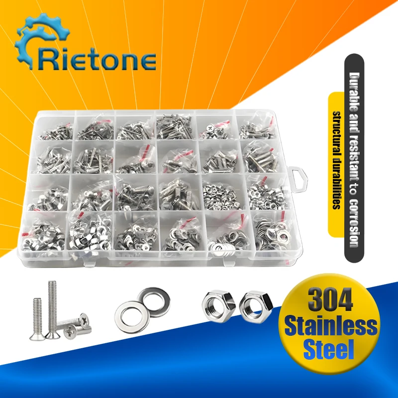 M1.6 M2 M2.5 M3 M4 M5 الصليب فيليبس شقة غاطسة رئيس مسامير 304 الفولاذ المقاوم للصدأ الترباس وغسالة الجوز تشكيلة مجموعة أدوات صندوق #1