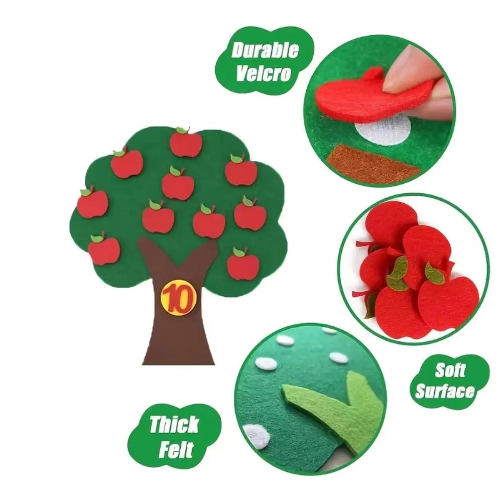 Non-woven Felt Felt Apple Tree Number Learning 1-10 Numbers Felt Number Learning Detachable Interactive Felt Kit Fruit Tree