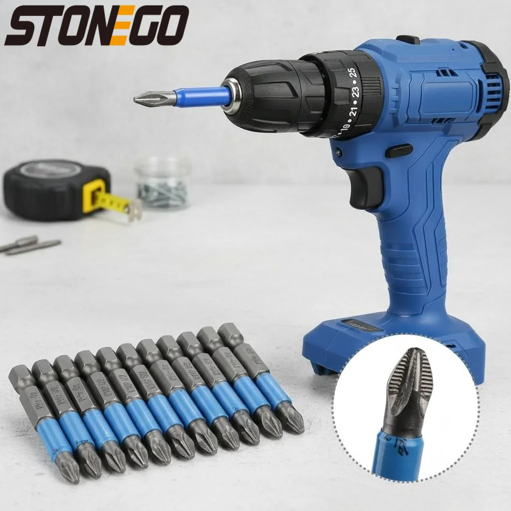 

Наконечники для шуруповерта STONEGO, магнитные, с шестигранным хвостовиком 1/4 дюйма, S2, PH2, крестообразные, противоскользящие, 50 мм, для электроинструментов и ручных инструментов