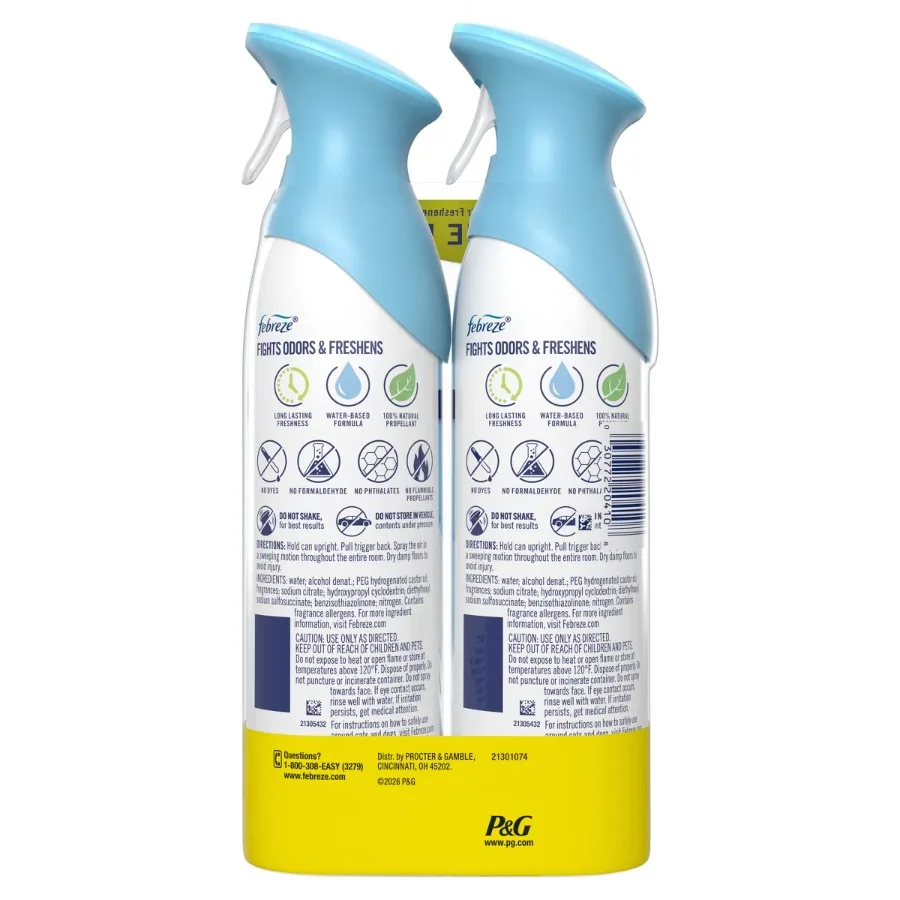 Air Mist Odor‑Fighting Air Freshener, Linen & Sky Scent, 8.1oz, Dye‑Free & Phthalate‑Free Aerosol Room Spray