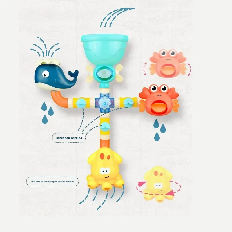 Baby Bath Toys Bathtub DIY Pipes Tubes Bath Time Water Game Spray Swimming Bathroom Toys for Toddlers Kids Gifts Birthday Gift