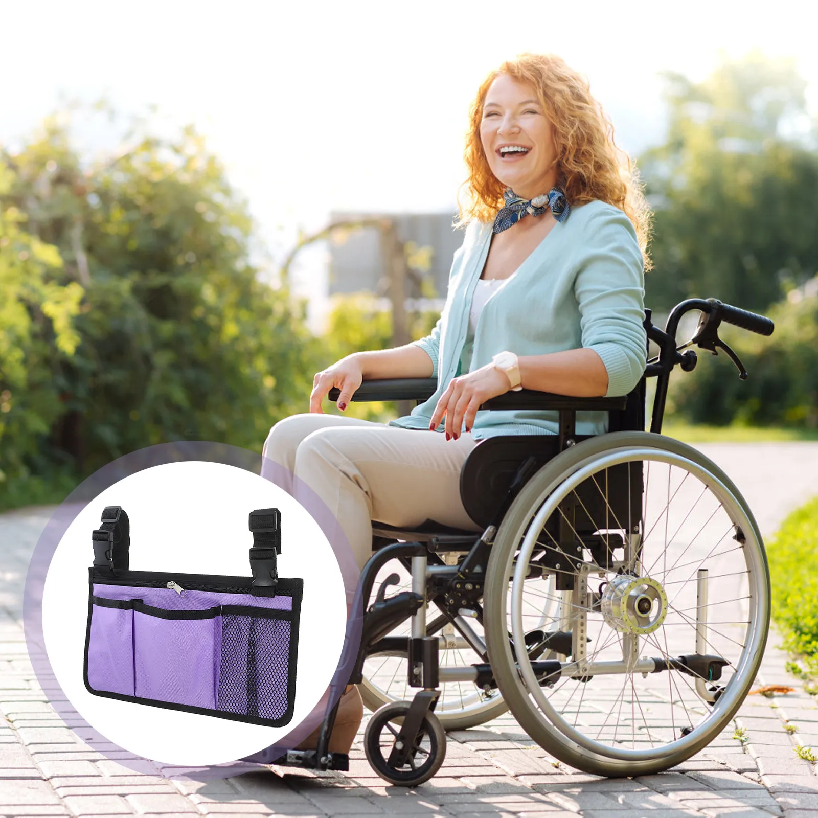 Large Capacity Oxford Cloth Wheelchair Side Bag Hanging Pouch Convenient Storage Organizer Walker Accessories for Seniors