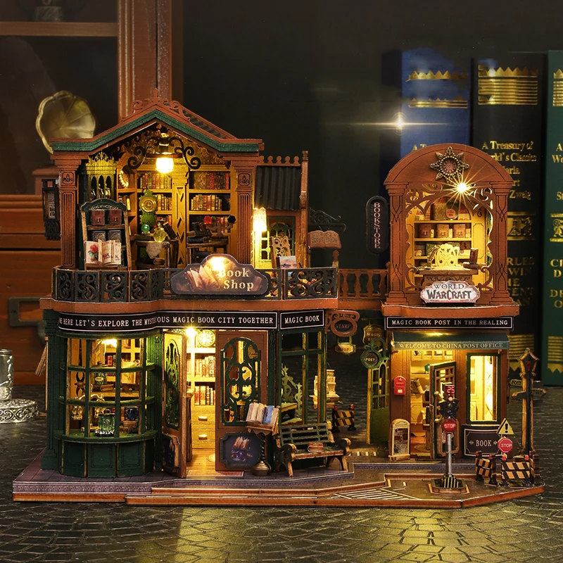 DIY Wooden Doll Houses Twilight Book City Casa Miniature Model Kit Villa Dollhouse with Furniture Led Light for Friends Gifts