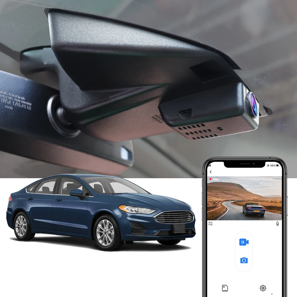 Fitcamx 4K Dash Cam für Ford Mondeo Fusion & Maverick, maßgeschneiderter Autokamera-Videorecorder, Loop-Aufnahme, G-Sensor