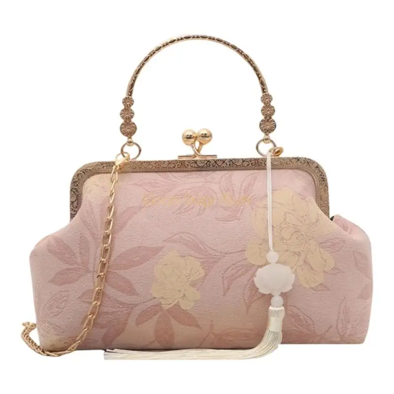 X90D Bolsa ombro estampada Bola bola moderna Rangas noite bolsa estilo chinês