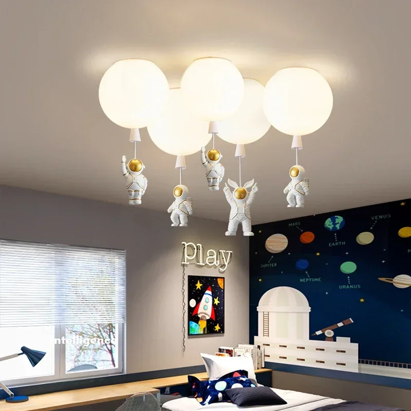 Bright Ball Cartoon Kid Bedroom Ceiling Light with Astronaut Acrylic Lampshade Colorful Bubble Lamp E27 Bulb House Luminarias