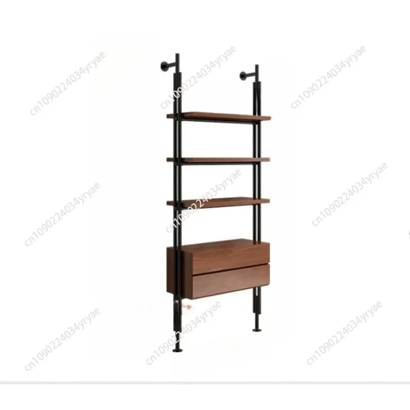 

minimalist solid wood bookshelf bookcase integrated whole wall shelf floor-to-ceiling multi-layer wrought iron locker