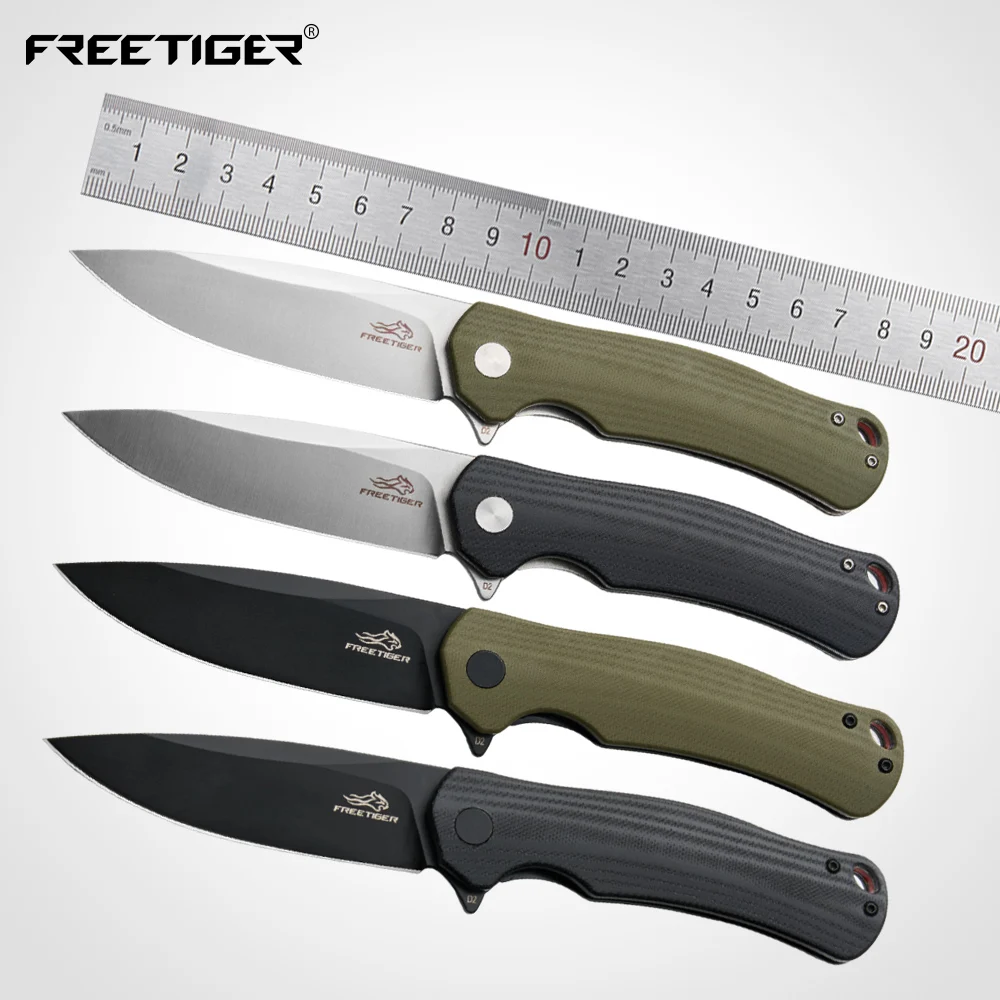 FREETIGER New Pocket Knife D2 Blade G10 Handle Folding Knife for Camping Survival Hunting Fishing EDC Pocket Knives with Clip