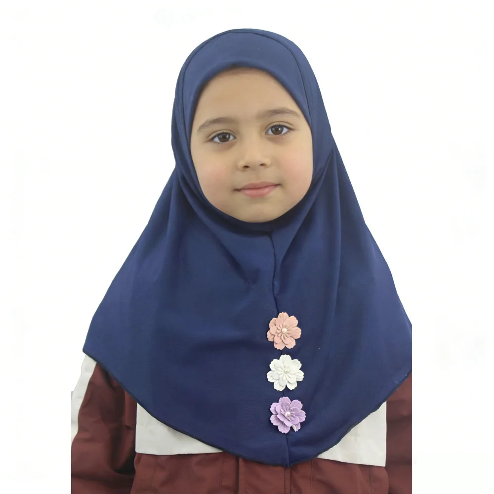

12pcs 2-8 Year Children Girls Muslim Islamic Instant Hijab Headscarf Turban One Piece Amira Cap Shawls Kids Malaysia Accessories
