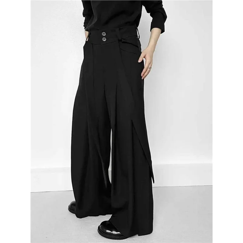 

Harajuku YY Стиль Широкие брюки унисекс Модные повседневные женские и мужские драпированные брюки Свободный крой Черный цвет Уличная одежда Одежда художника