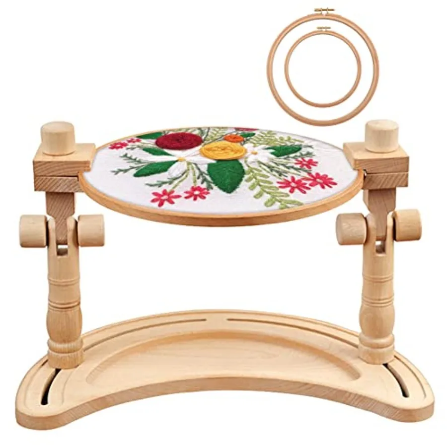 

Multifunctionl ch Woo mroiry Hoop Stn with 2 Pcs 6'' 8'' mroiry Hoops justl Rott mroiry Stn Cross Stitch Stn mroiry Hoop Holr f