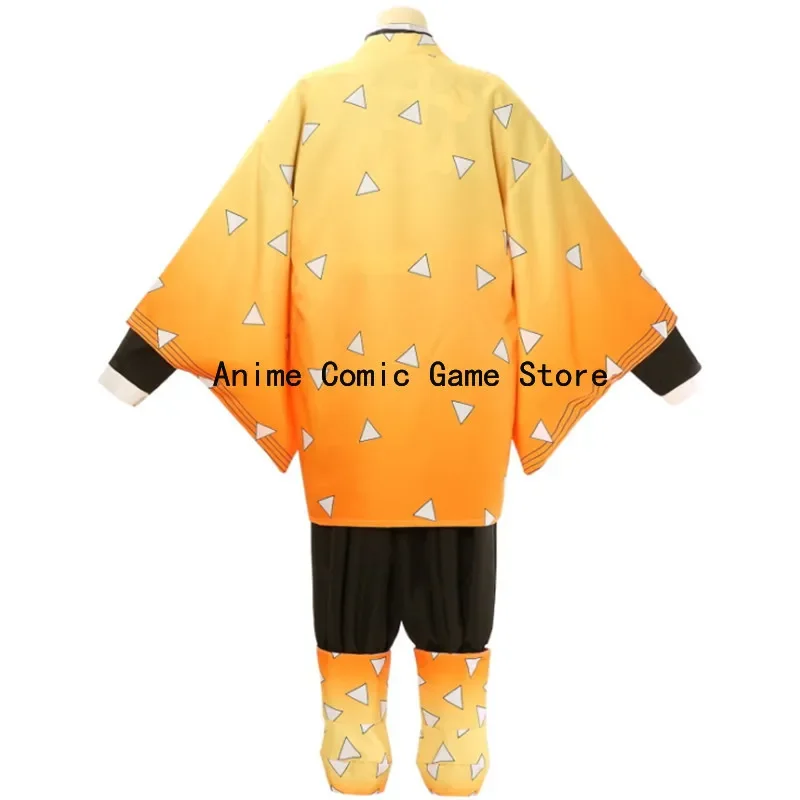 Costume de Cosplay Agatsuma Zenitsu pour Adulte et Enfant, Ensemble Complet avec Perruque et Chaussures, Uniforme Anime, Tenues d'Halloween et de ixde Noël, pour Femme et Homme