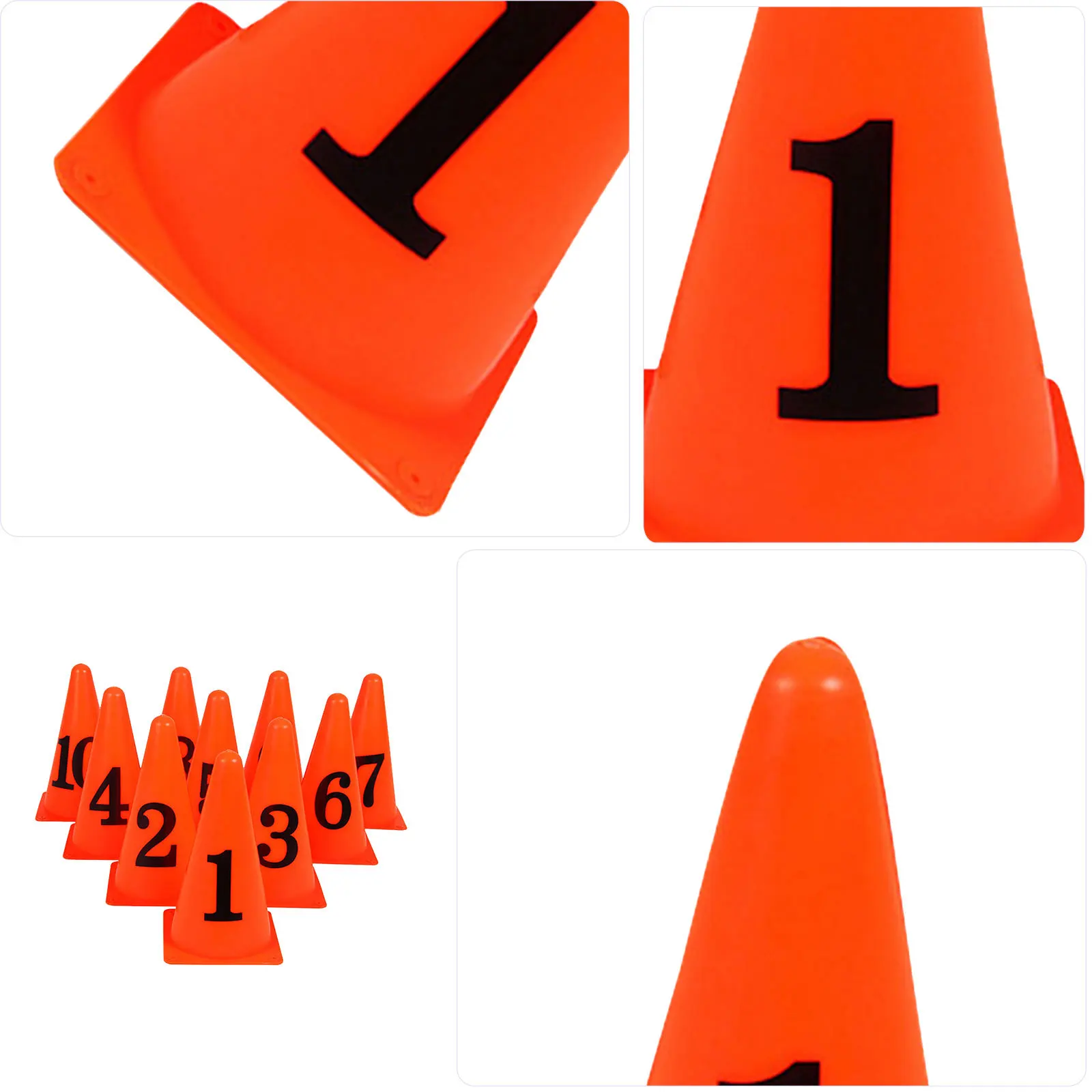 10 قطعة مخاريط ماركر برتقالية زاهية سوداء تسجيل برميل لكرة القدم كرة السلة التدريب عقبة دورة الاستخدام الداخلي في الهواء الطلق #3