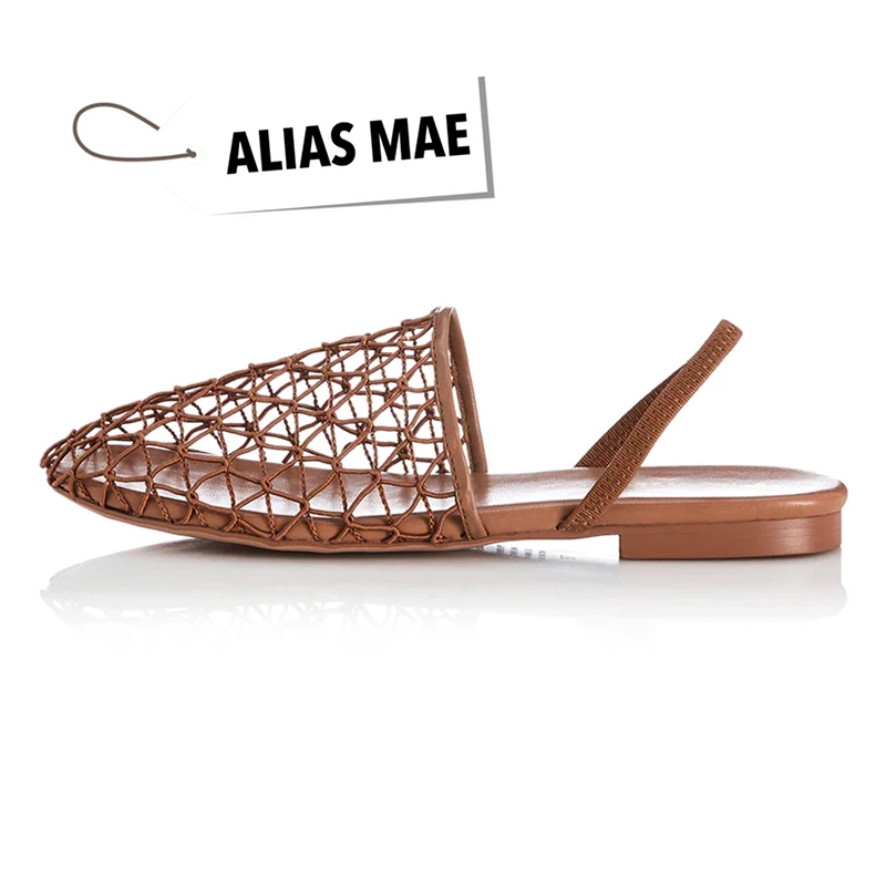 صنادل نسائية من ALIAS MAE بتصميم جديد من جلد الخراف بمقدمة شبكية، نعل مسطح، طراز بسيط وعصري
