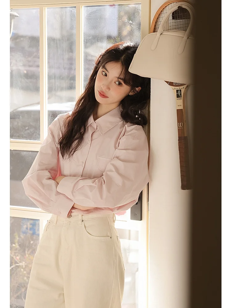 Long Sleeve Shirts Womens Cotton Oversized Button Down Tops Slim Fit Subcultural Gothic Aesthetic Harajuku Trendy Y2K Punk Rock