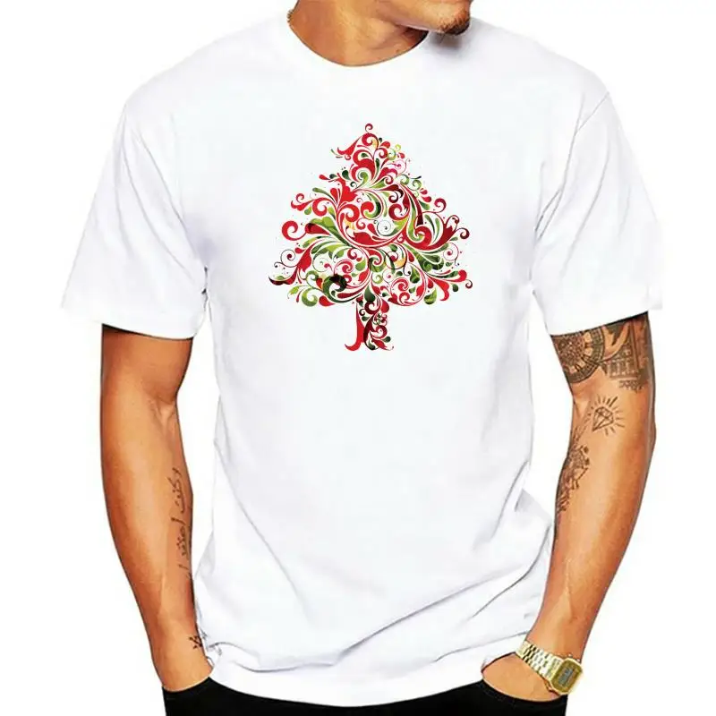 FUNKY XMAS TREE DESIGN MENS T SHIRT CHRISTMAS ART SANTA GIFT PRESENT SNOW  100% Cotton Short Sleeve O-Neck Tops Tee Shirts