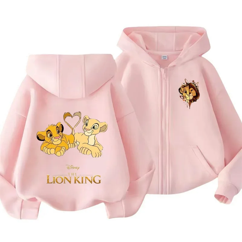 Disney Lion King Kids zipper Hoodie Cartoon print Fall Winter Long sleeve sweatshirt Casual top Boys girls clothing sweater