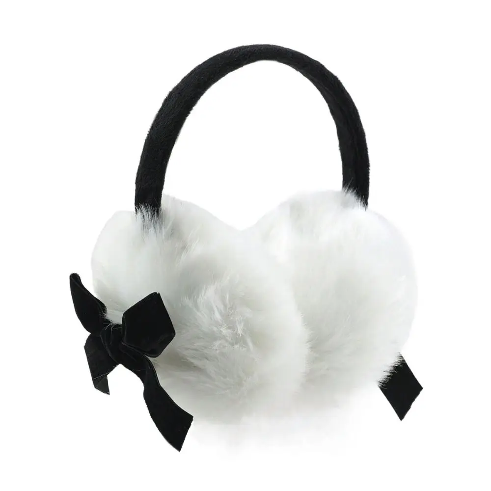 Cute Japanese Faux Fur peluche paraorecchie Soft Warm addensare Y2k Bowknot paraorecchie ciclismo Outdoor Winter Earflap Girl