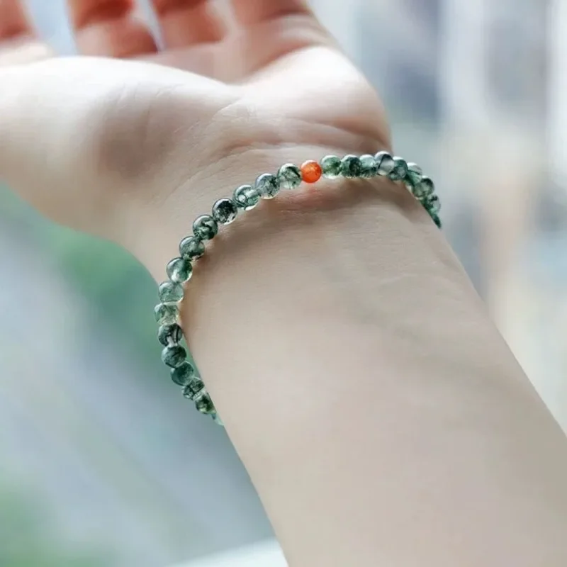 

Natural aquatic agate bracelet plus a Nanhong agate bracelet, simple national style