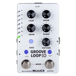 Mooer Groove Loop X2 Stereo Looper & Drum machine Pedal Effector With 14 Save Slots Drum Machine Guitar Pedal