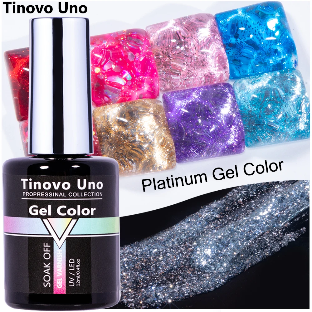 

Tinovo Uno Platinum Glitter Gel Polish 12MLSemi Permanent UV Nail Varnish Gold Silver Diamond Shine Enamel Gel Lacquer Esmalte