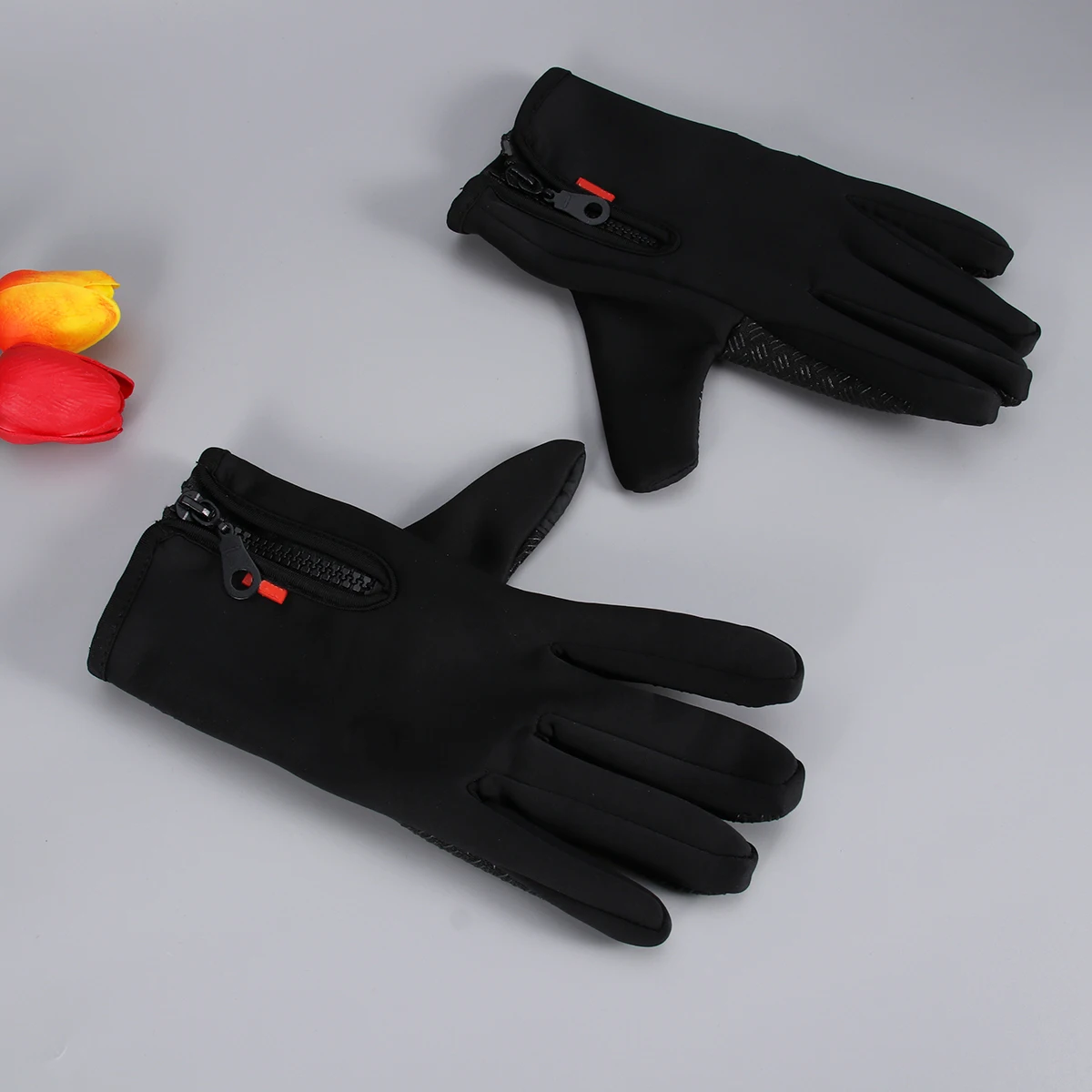 

Warm Fleece Lined Windproof Gloves Black Medium Winter Touch Screen Full Finger Outdoor Running Gloves Windproof Glove Mittens