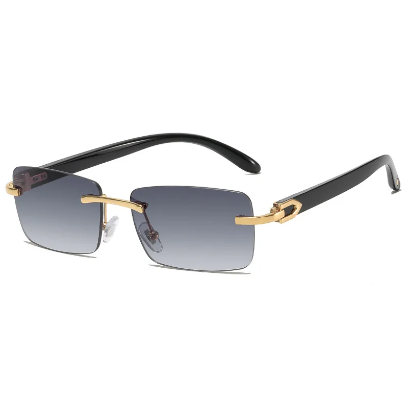 2024 New square rimless sunglasses Fashion cut edge men\'s glasses Jelly coloured women\'s sunglasses Fashion clothing Street beat