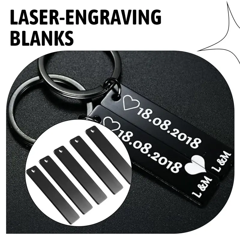 

24X гравируемые металлические заготовки для ключей для лазерной гравировки, прямоугольные заготовки из нержавеющей стали 2 дюйма X 1/2 дюйма