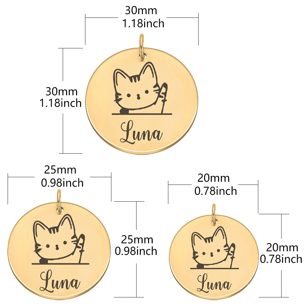 Personalized Cat ID Tags Anti Lost Mirror Pet Name Plates Free Engraving Kitten Address Name Plate Pendant Accessories for Pets