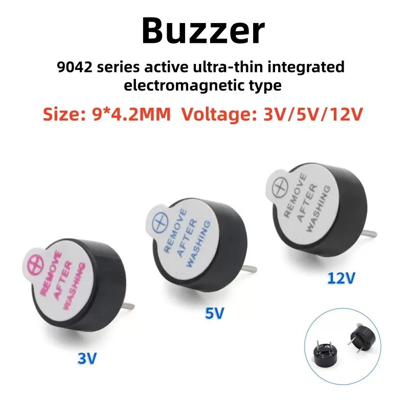 10pcs Mini Active Buzzer 3V 5V 12V 24V 0905 9*5.5mm 4.2mm 12*6.5mm 7.5mm 9.5mm Electromagnetic Plastic Tube Beep Tone Sound
