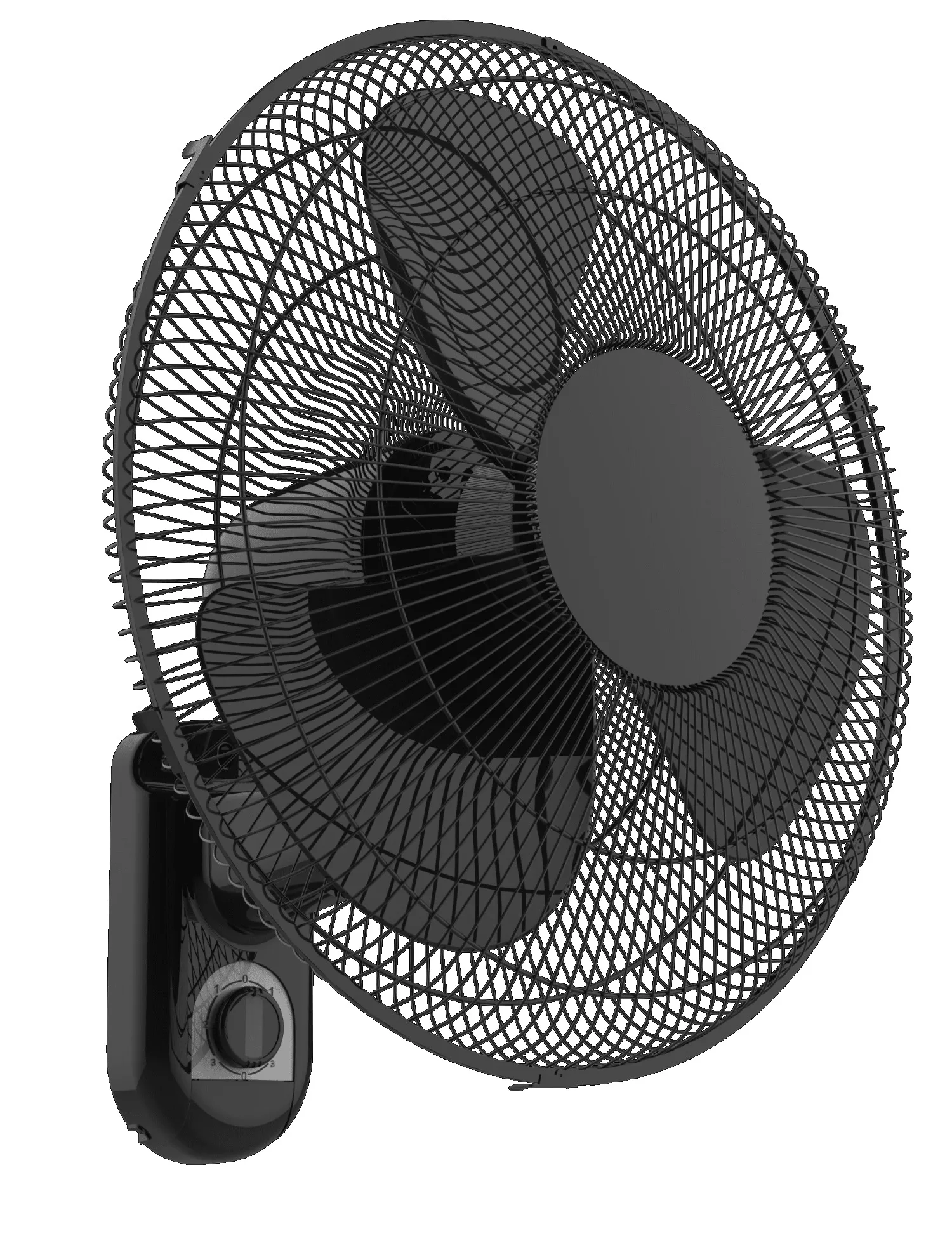 3-Speed oscilante Wall Mount Fan, silencioso e confortável, preto, 16 Polegada