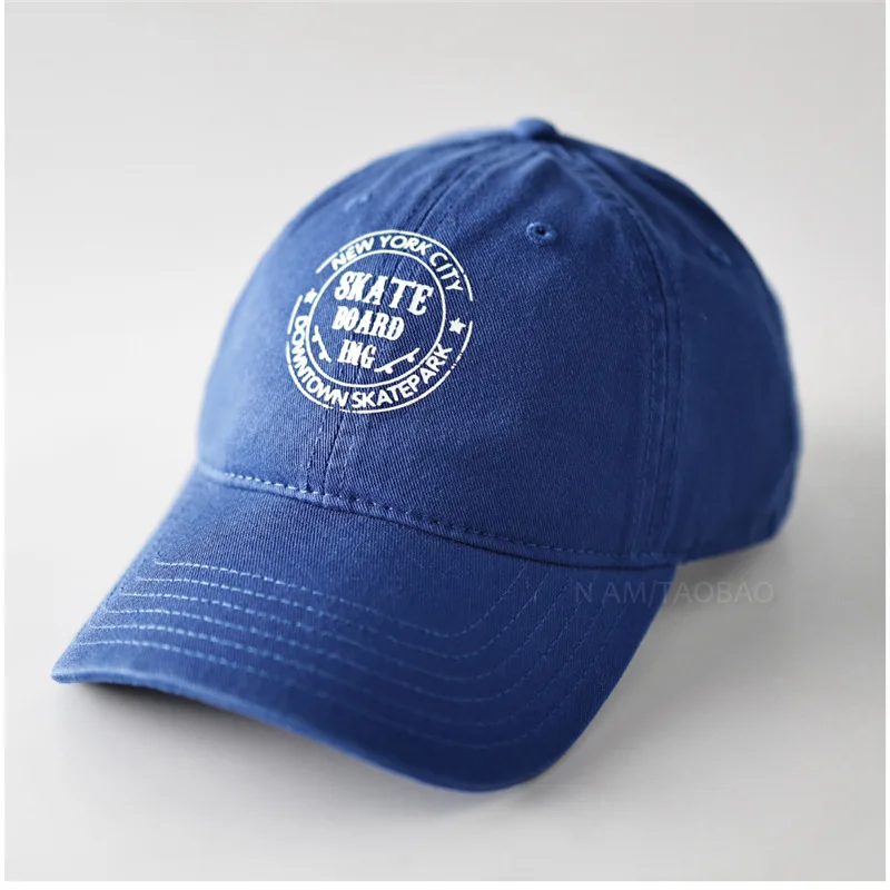 

Washed Cotton unisex Baseball Cap with New York Skateboard Print for Daily Street Wear soft crown dad hats for wome and men