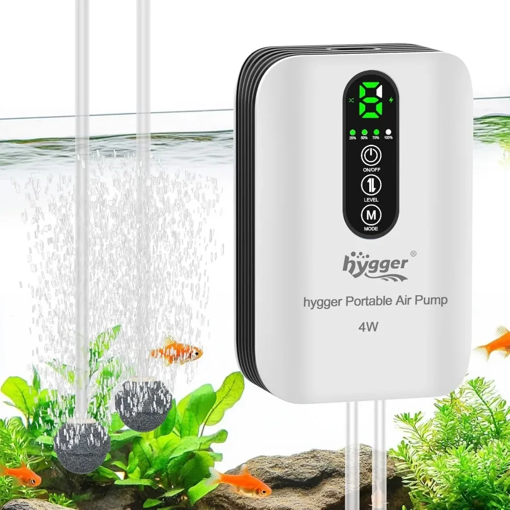 

Quiet USB Rechargeable Aquarium Air Pump 10-120Gal Portable Fish Tank Oxygen Aerator for Outdoor Fishing Emergency