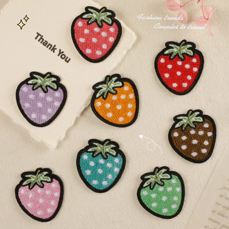 

2pcs Colorful Strawberry Iron On/Sew On Embroidered Patches for DIY Clothing Jackets Hats Backpacks Jeans