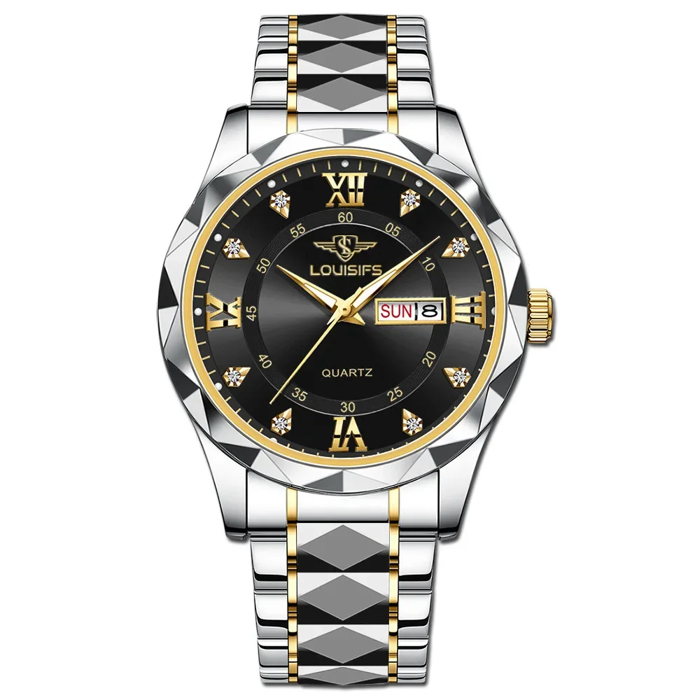 탑 브랜드 남성 시계 클래식 로마 숫자 다이얼 럭셔리 손목시계 남성용 오리지널 쿼츠 방수 발광 크로노그래프