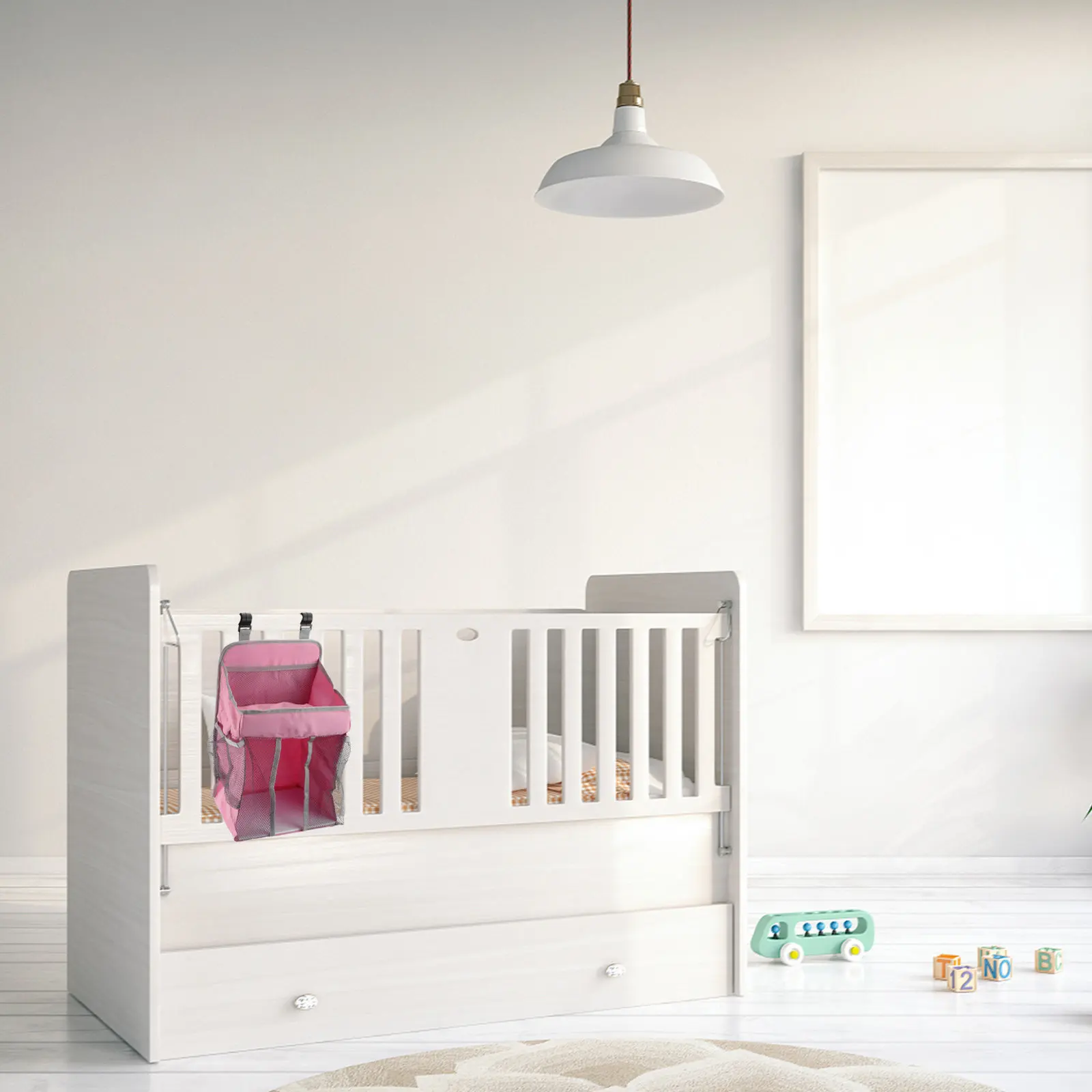 Crib Hanging Storage Bag Thickened Breathable Organizer for Diapers Clothes Books Snacks Nursery Bedside Stroller Headboard