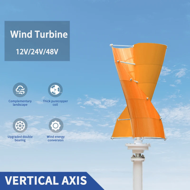 New Arrival 5000W Wind Vertical Turbine Generator Alternative Free Energy Windmill 12V 24V MPPT Hybrid Controller Off Inverter