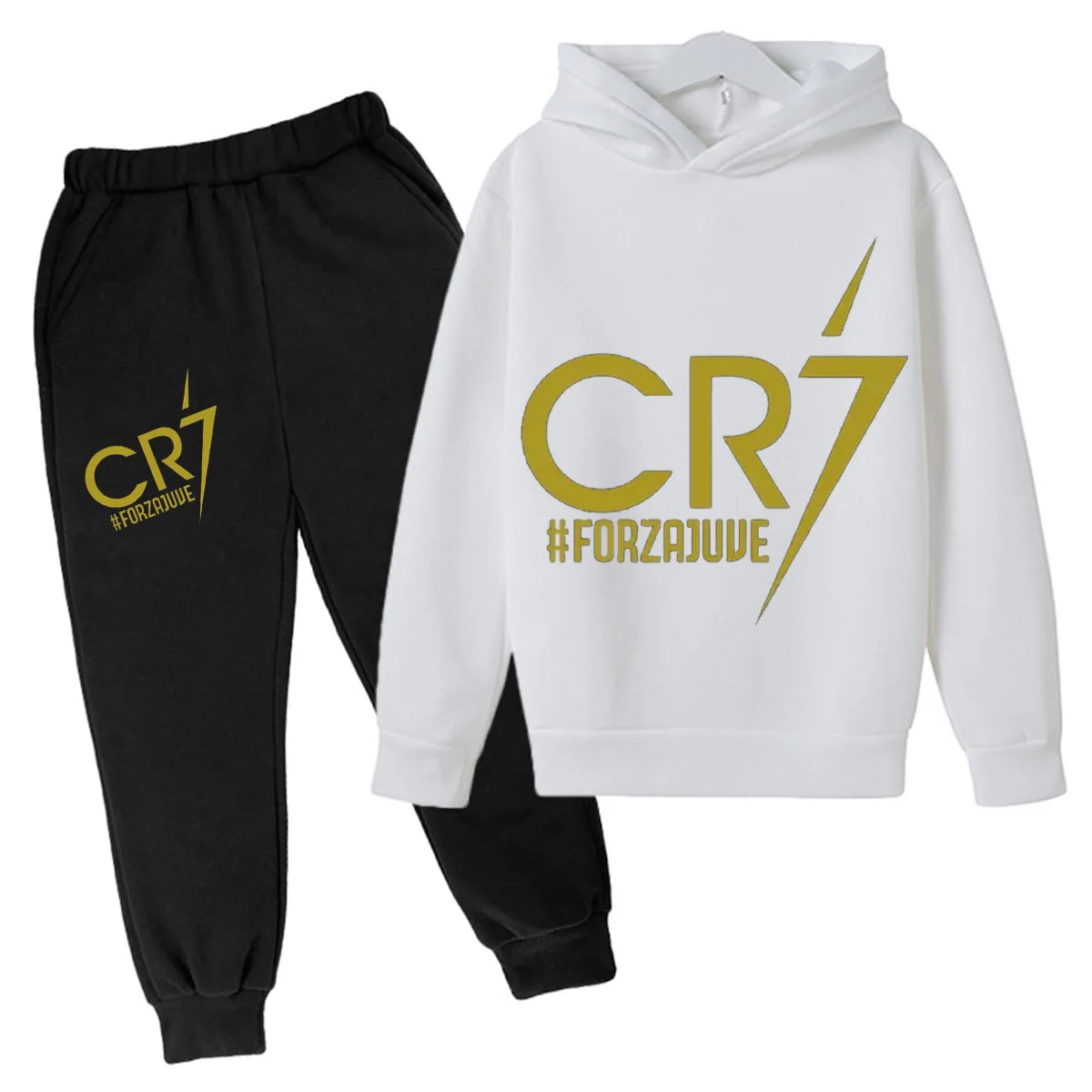 Children's Spring and Autumn Football Idol CR7 Hoodie+Pants Set Suitable for Sports, Leisure, Fashion, and Good Mom