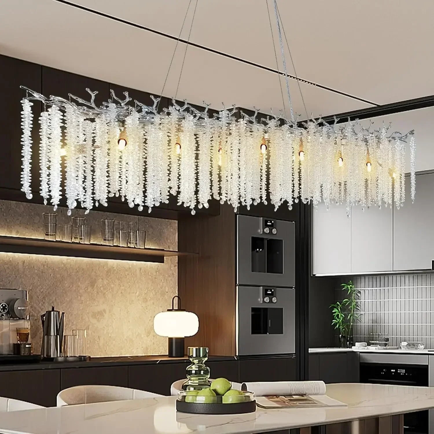 Modern Chrome K9 Crystal Chandelier Lighting for Dining Living Room Kitchen Table Bedroom Silver Branch Hotel hall Fixture