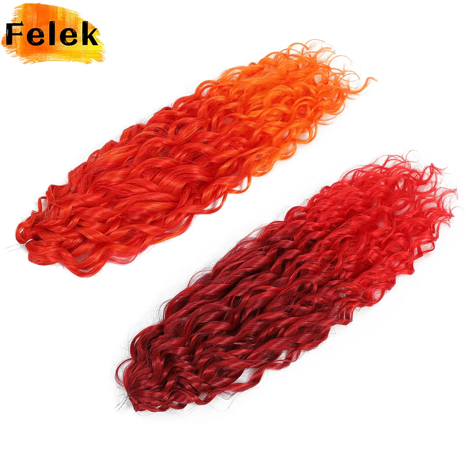 

Synthetic Curly Water Wave Twist Crochet Hair 22 Inch Jessica Curls Braiding Hair Extension Red Orange Blue Green Crochet Braids