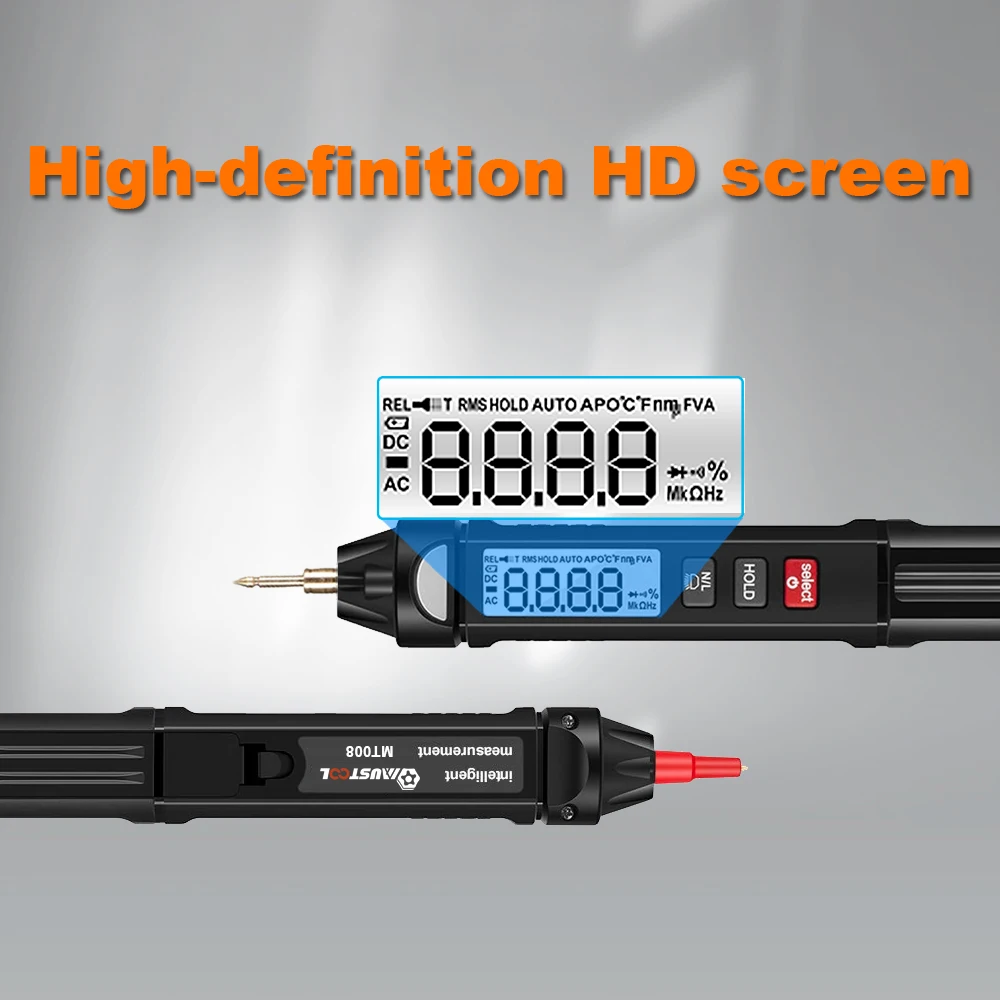 MUSTOOL 디지털 멀티미터 펜 유형 전문 AC/DC 전압 계량기, 휴대용 저항 다이오드 테스터, MT008, 2 인 1, 4000 카운트
