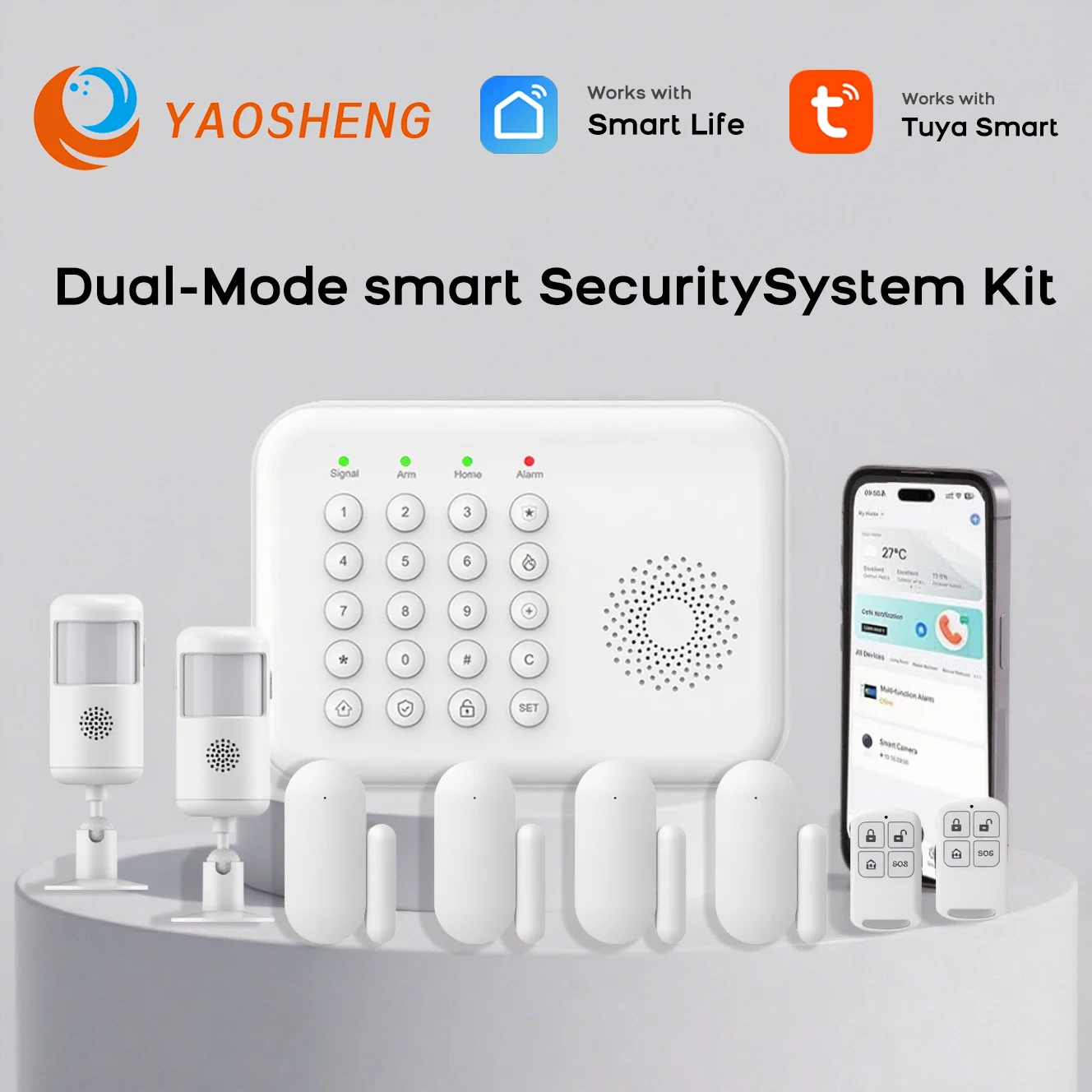 

Tuya Smart Life GSM сигнализация для квартиры, дома, беспроводной датчик двери, PIR-детектор движения, управление через приложение Alexa