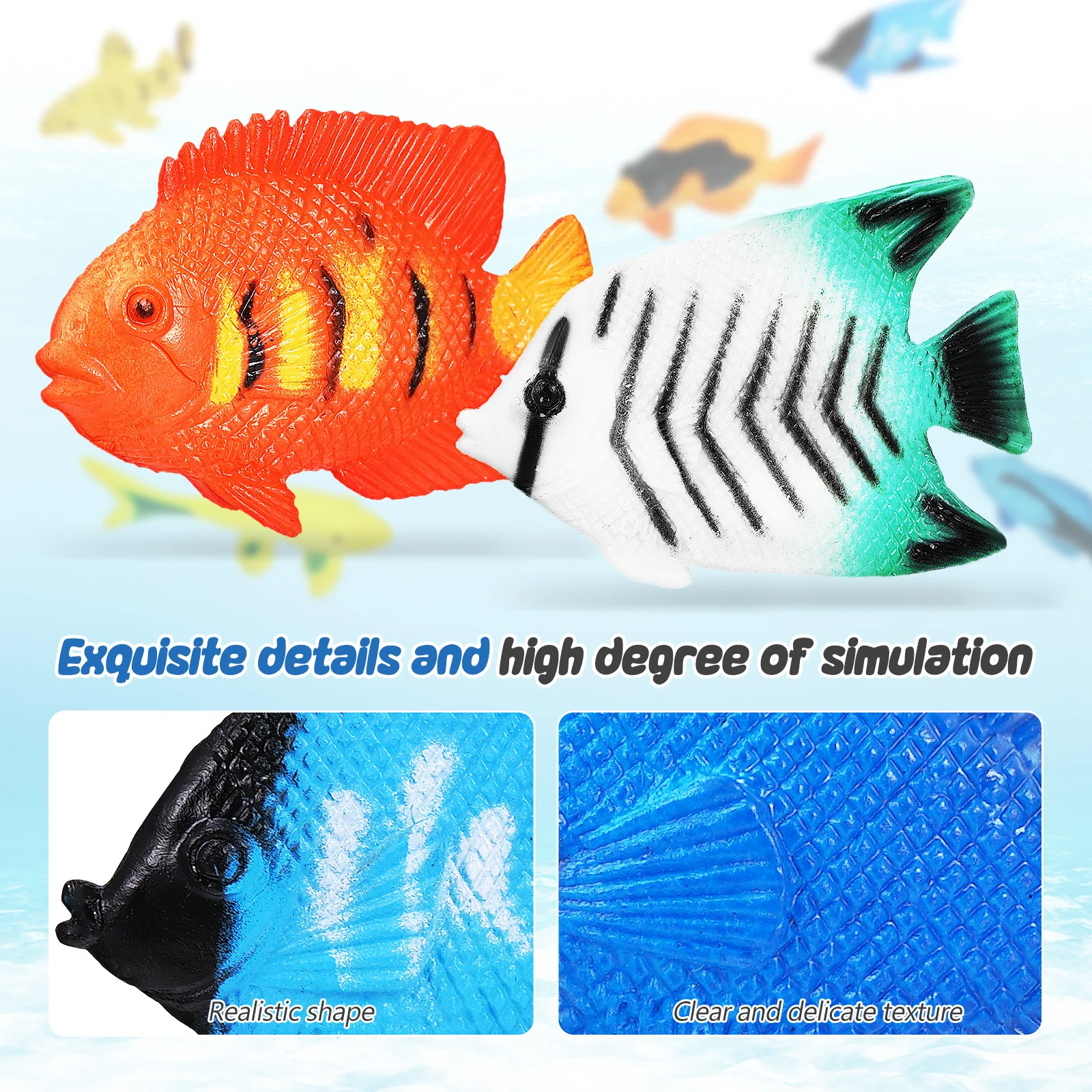 

24Pcs Tropical Plastic Fish Kids Bath Fun Educational Ocean Animal Play Figures Preschool Learning Set Plastic Fish