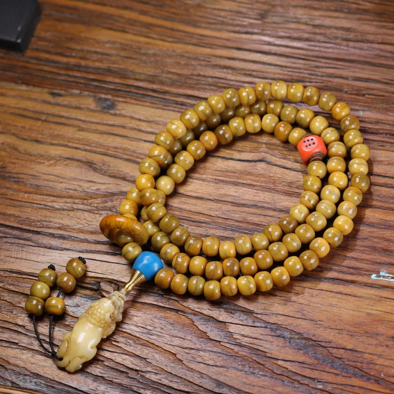 

Tibetan-Style Ethnic Vintage Yak Bone 108-Piece Bracelet Retro Buddhist Prayer Beads